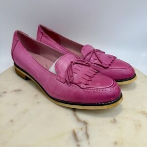 Mona Flying Pink Women's Leather Kiltie Bow Penny Loafers Flats EU 39 US 8.5 New